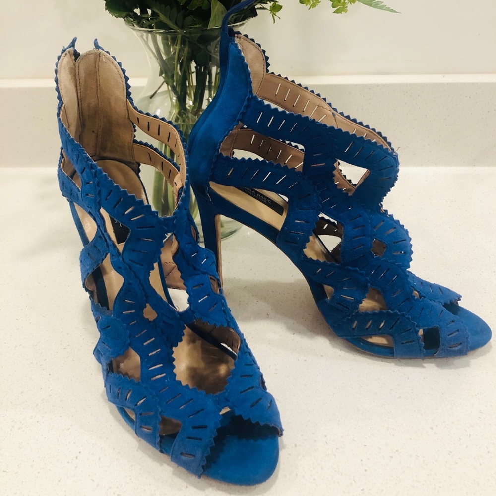 Zara Blue Suede Heels with cut outs